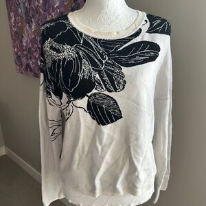 Marciano Black and White Floral Sweatshirt